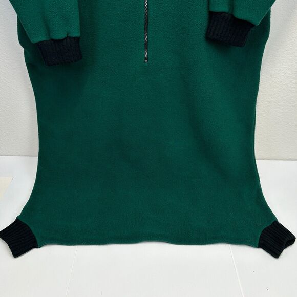 Vintage Lands End Fleece Pajamas Unisex OSFA Green One Piece Sleep Sack USA Made - Picture 7 of 10